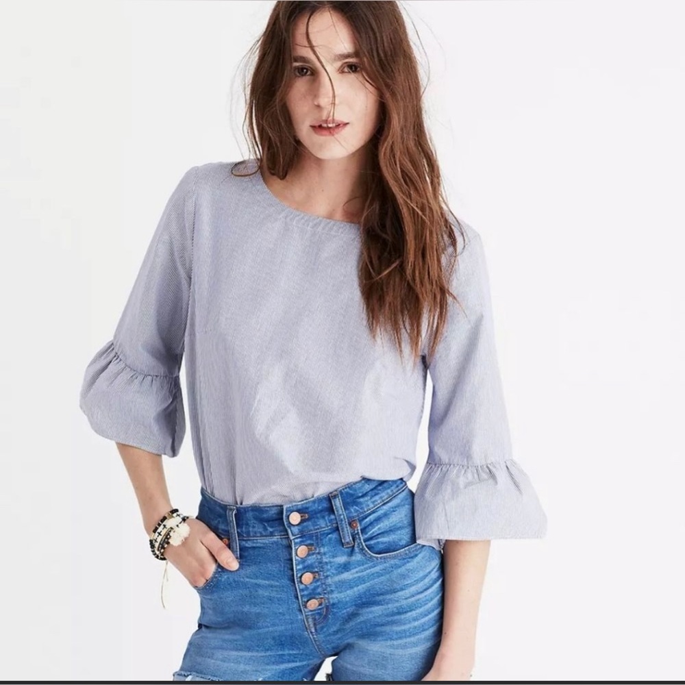 Madewell Striped Bell Sleeve Baby Doll Top